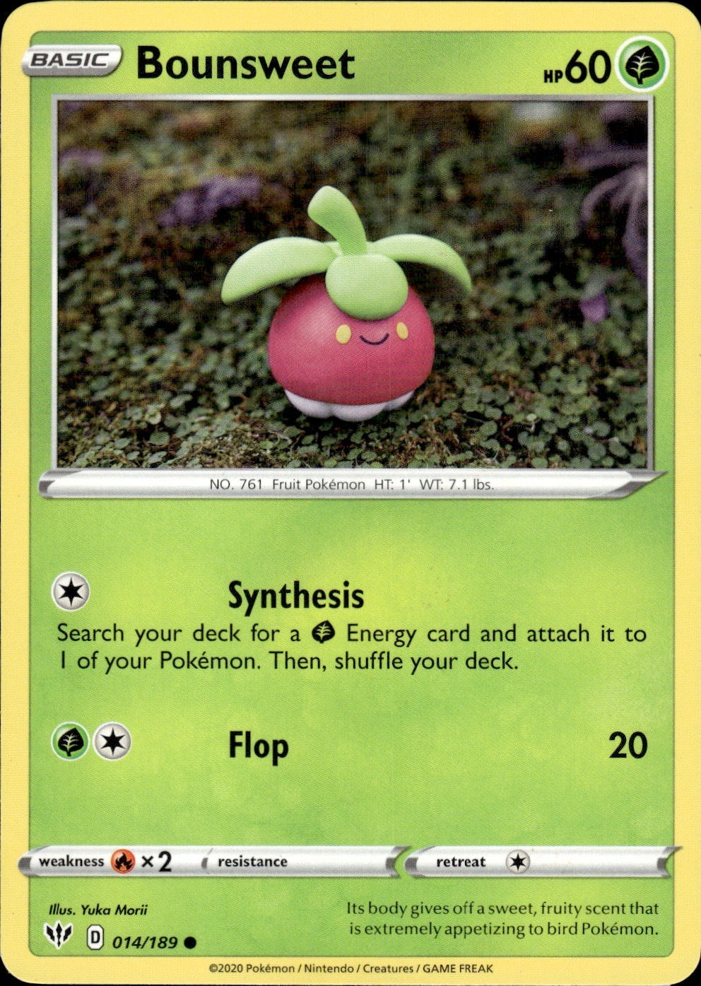 Bounsweet 014/189 Common Darkness Ablaze Pokemon Lightly Played