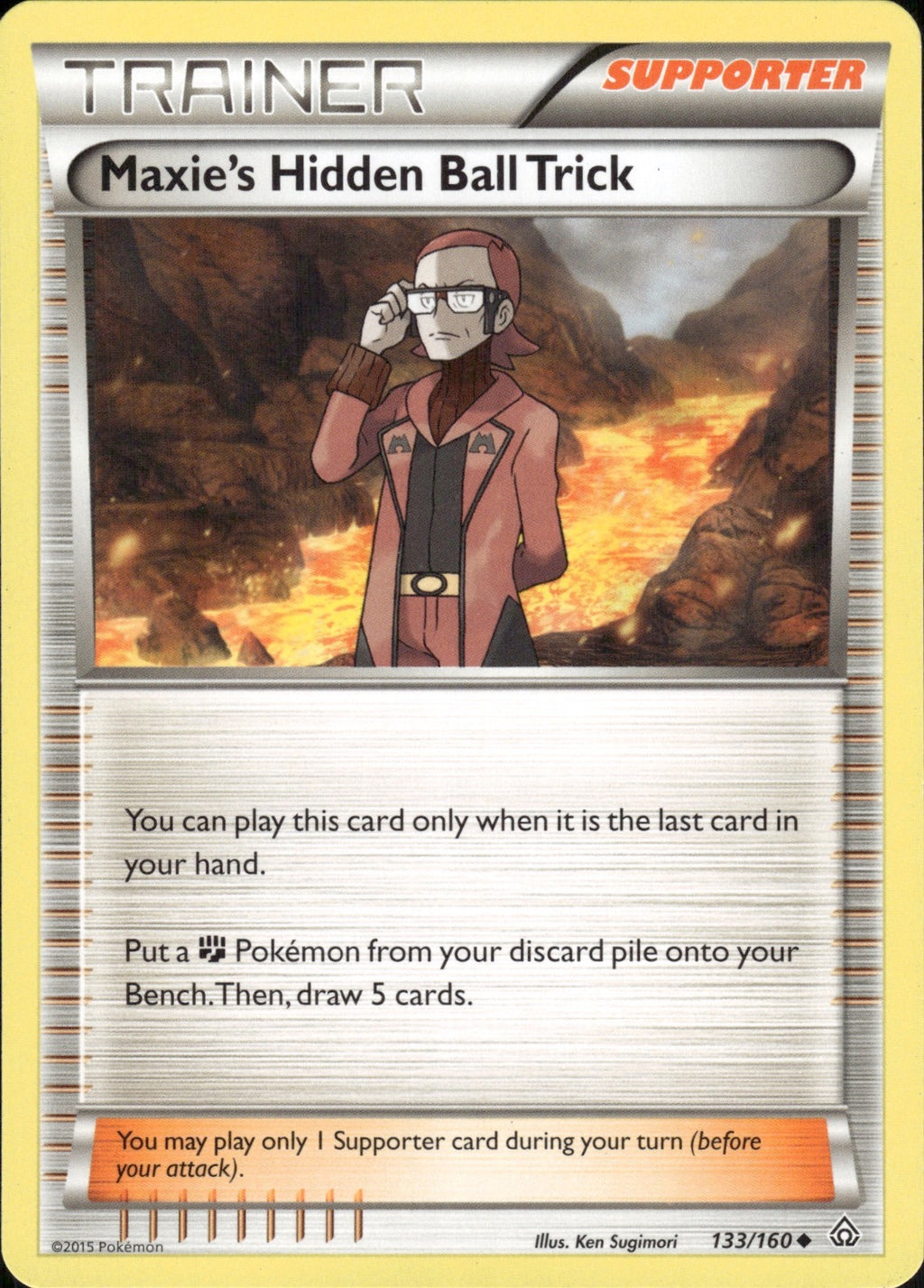 Maxie's Hidden Ball Trick 133/160 Uncommon Primal Clash Pokemon Lightly Played