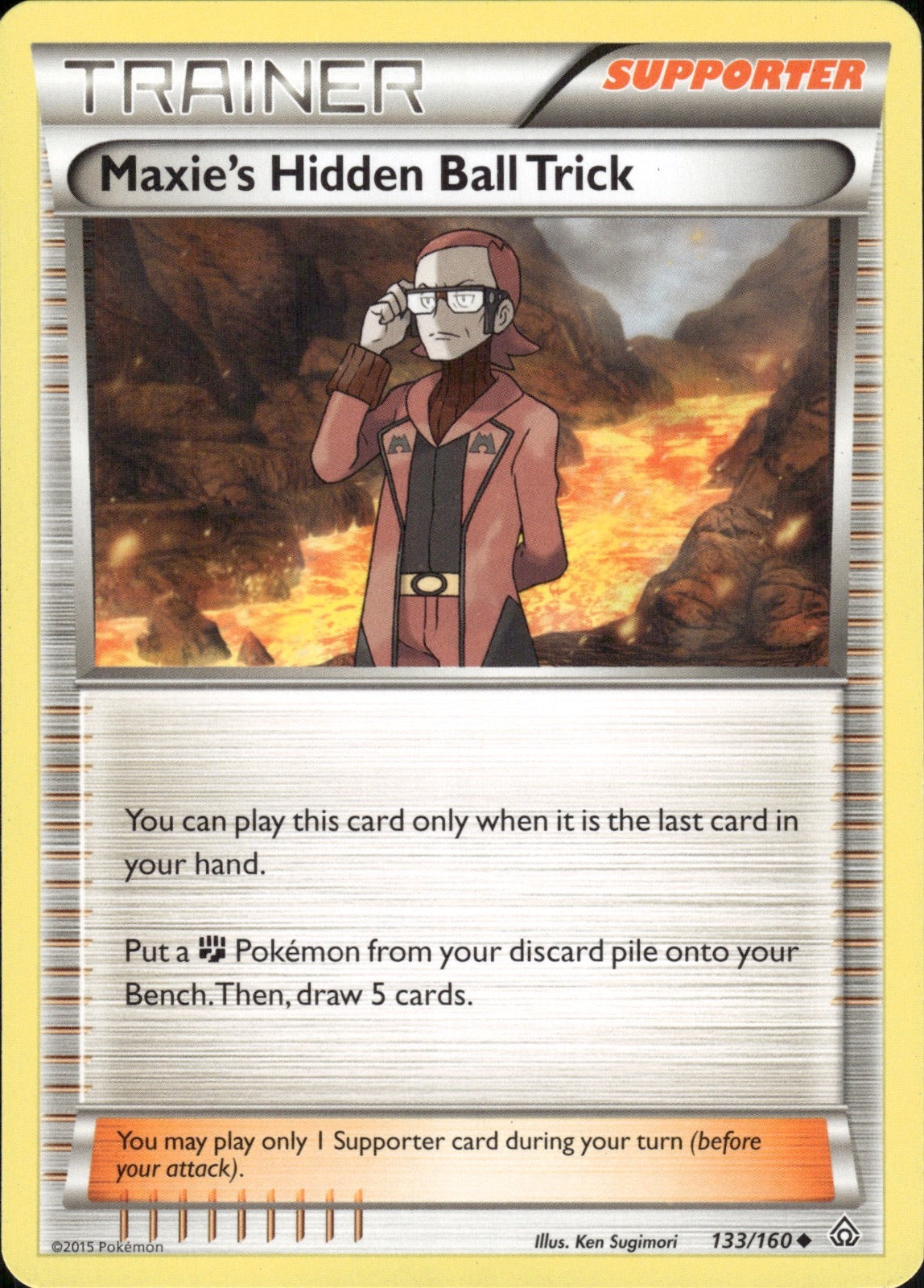 Maxie's Hidden Ball Trick 133/160 Uncommon Primal Clash Pokemon Lightly Played