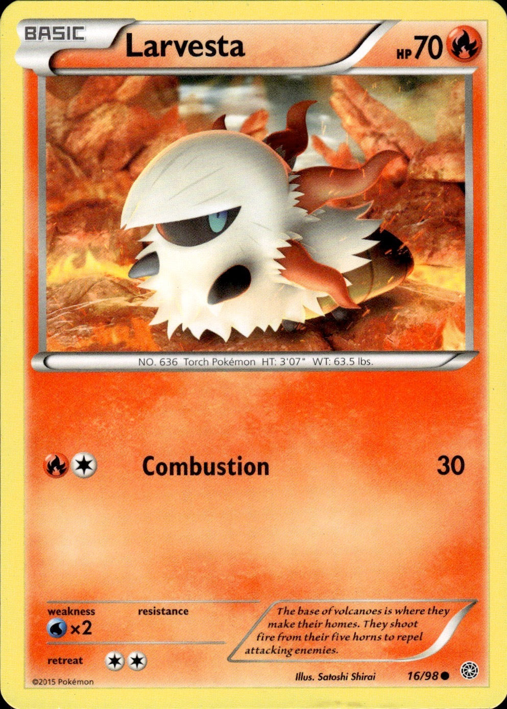 Larvesta 16/98 Common Ancient Origins Pokemon Lightly Played