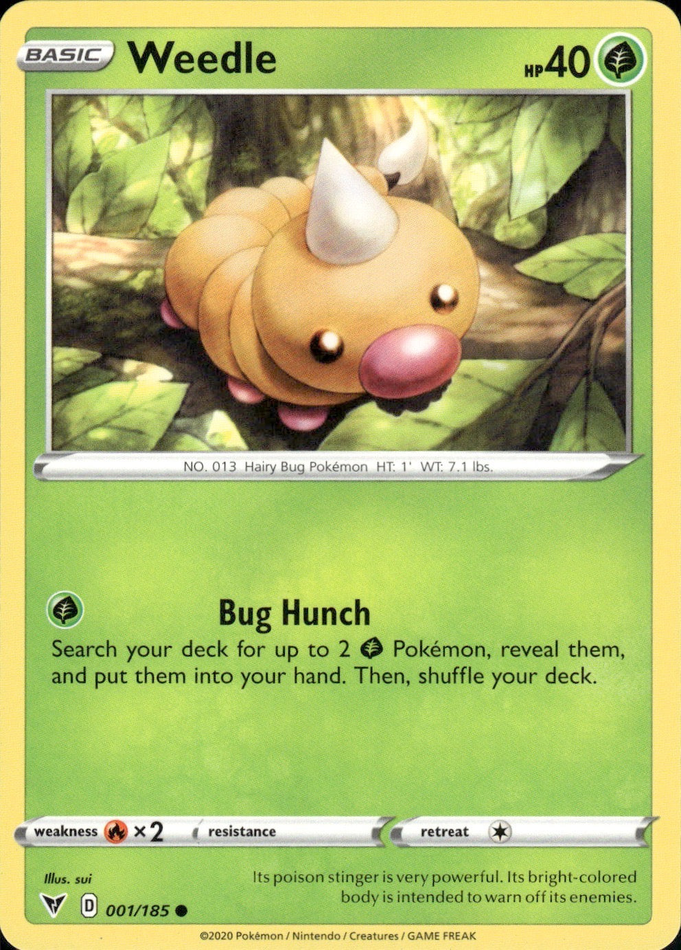 Weedle 001/185 Common Vivid Voltage Pokemon Lightly Played