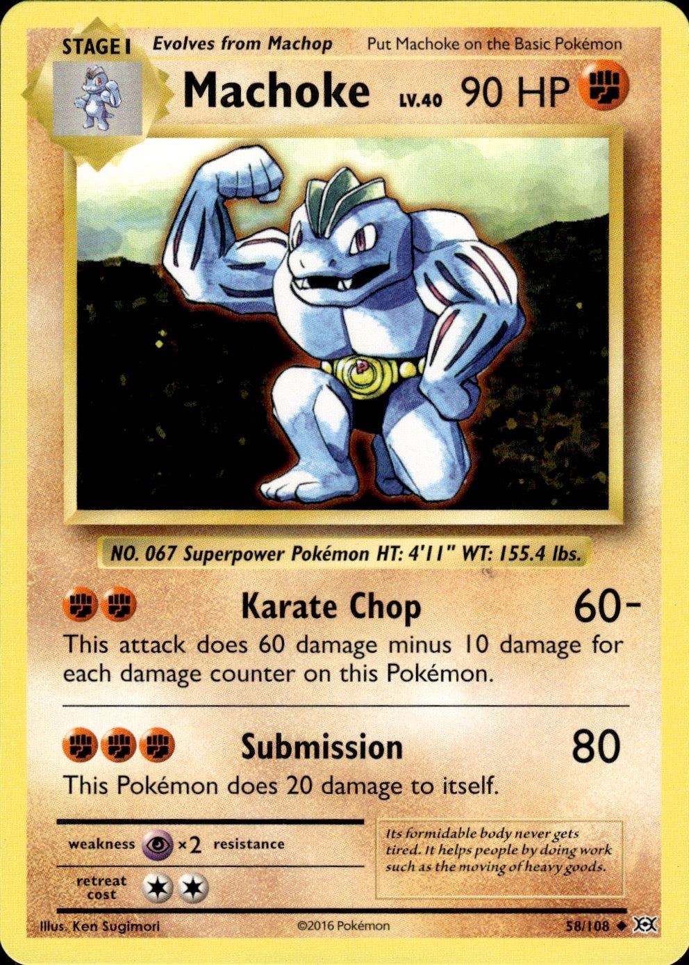 Machoke 58/108 Uncommon Evolutions Pokemon Lightly Played