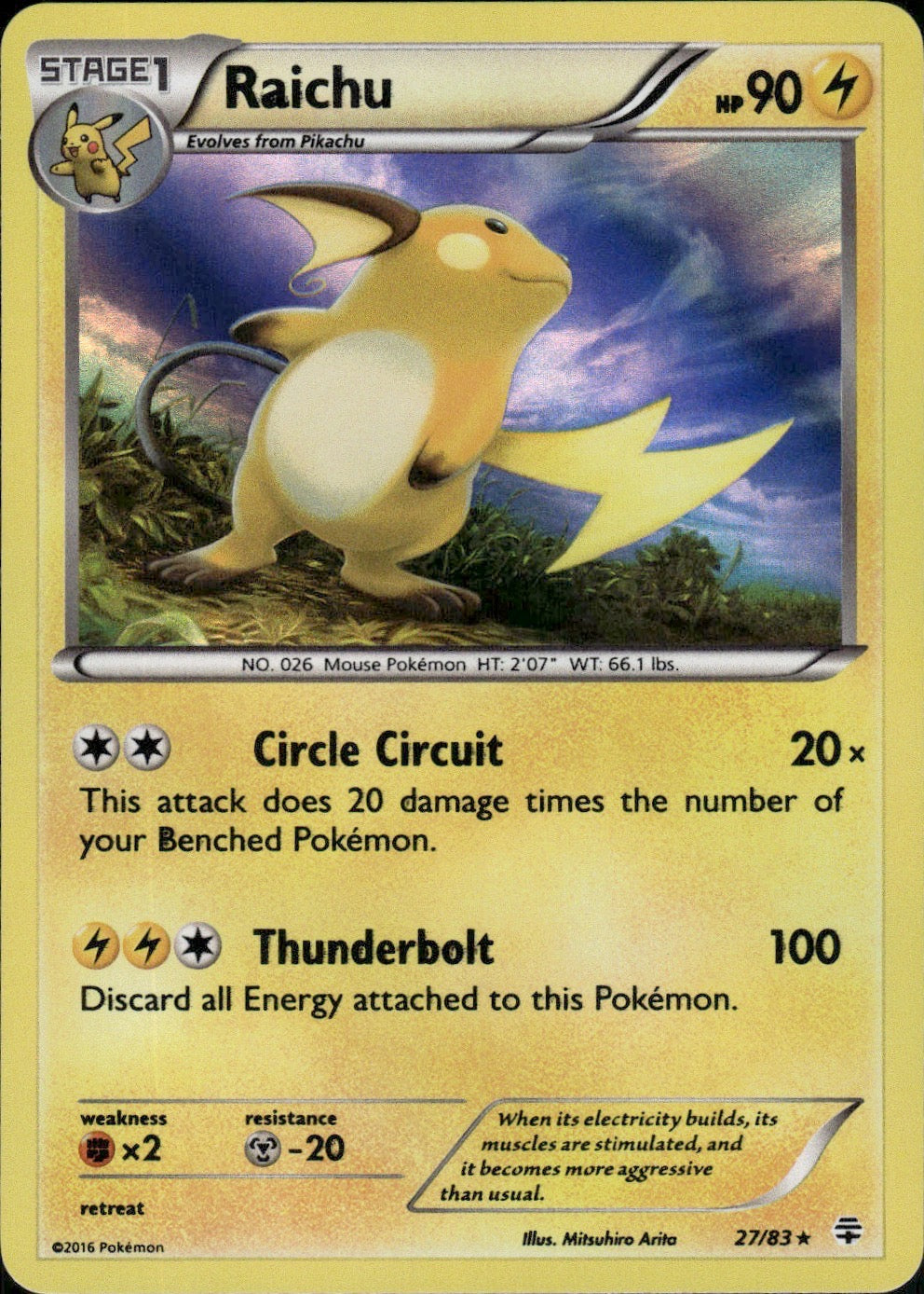 Raichu 27/83 Holo Rare Generations Pokemon Lightly Played