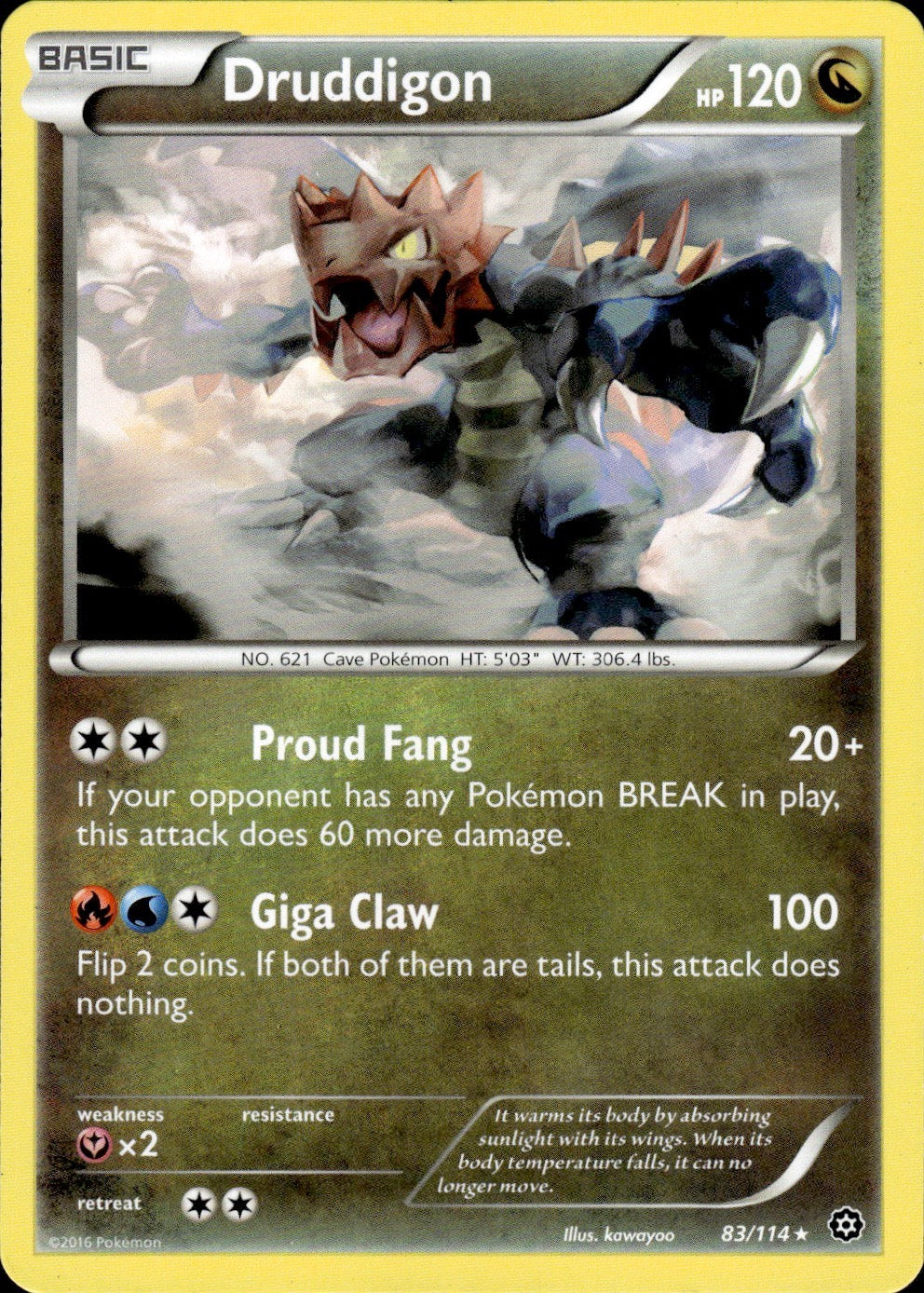 Druddigon 83/114 Rare Steam Siege Pokemon Lightly Played