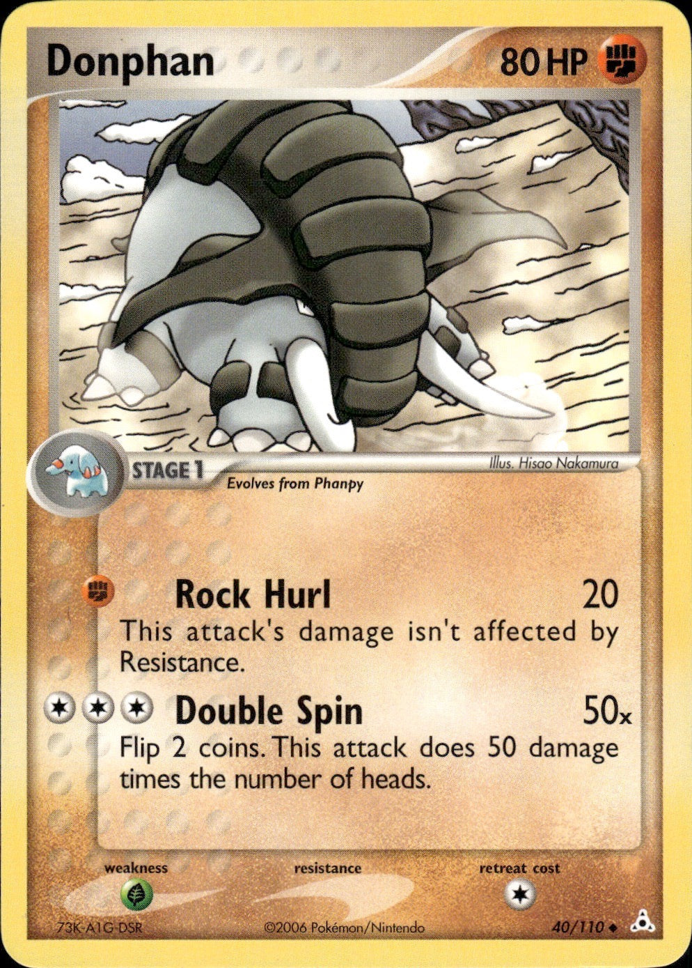 Donphan 40/110 Uncommon Holon Phantoms Pokemon Lightly Played