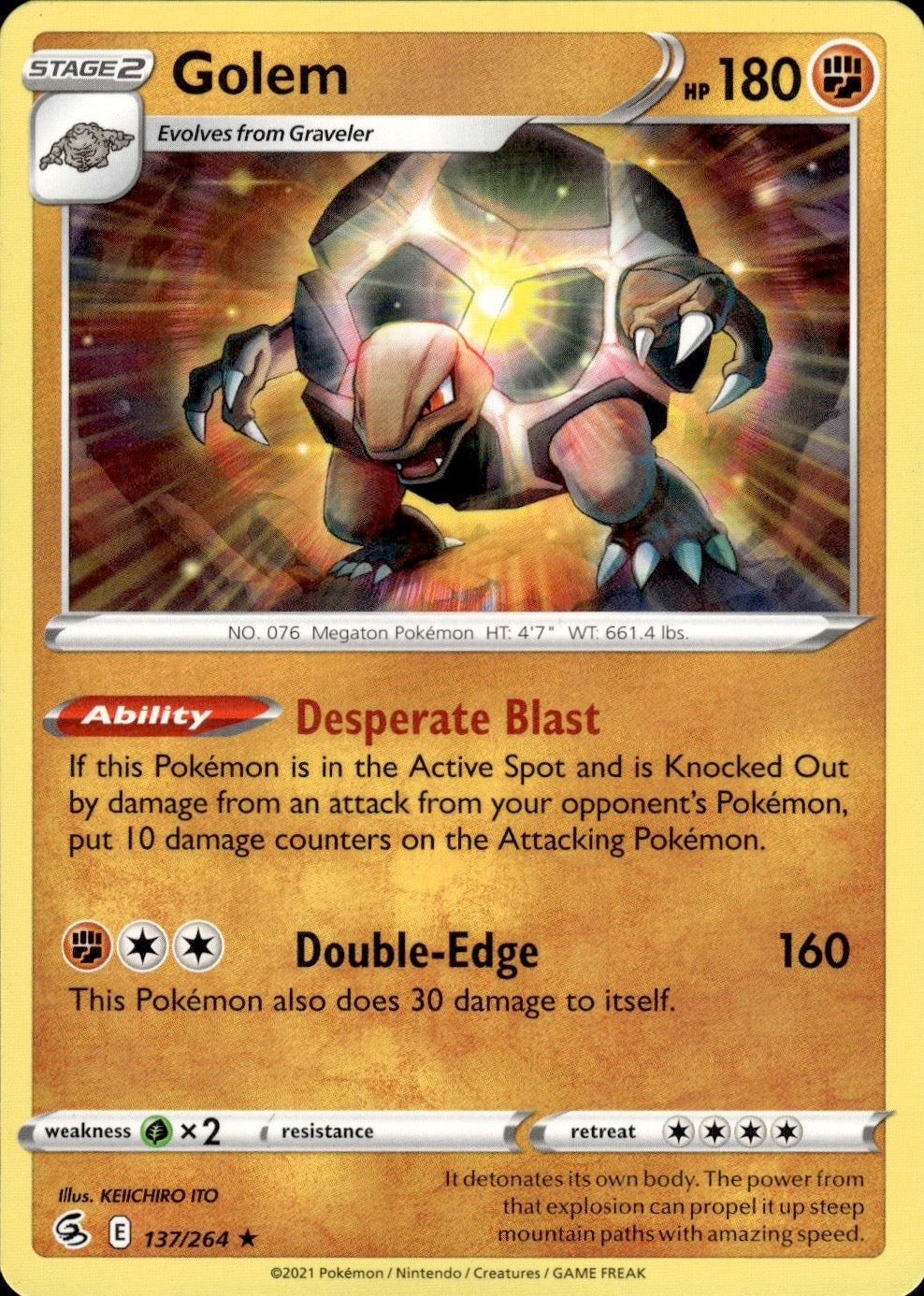 Golem 137/264 Rare Fusion Strike Pokemon Lightly Played