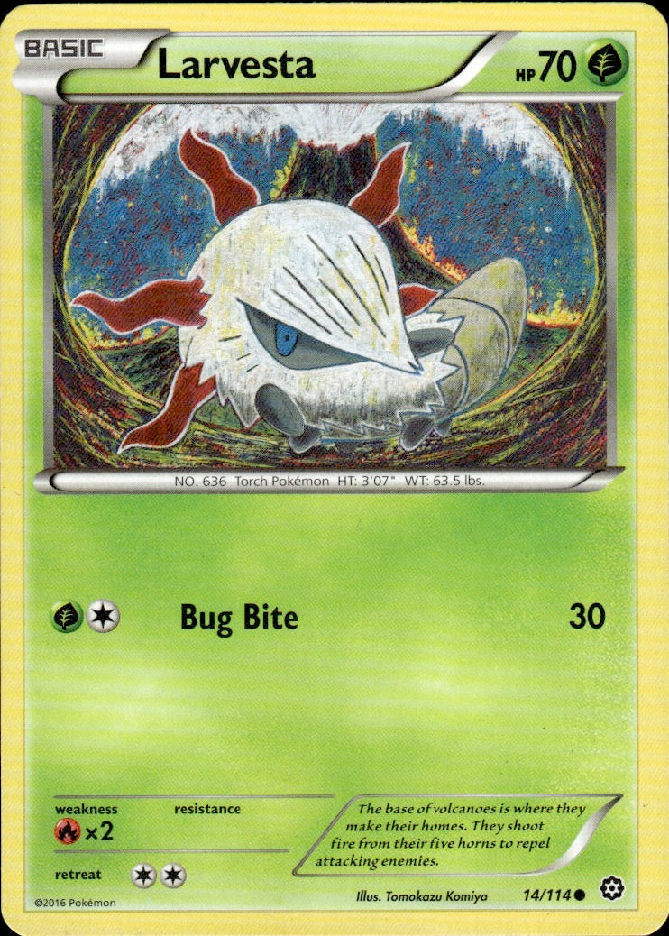 Larvesta 14/114 Common Steam Siege Pokemon Lightly Played