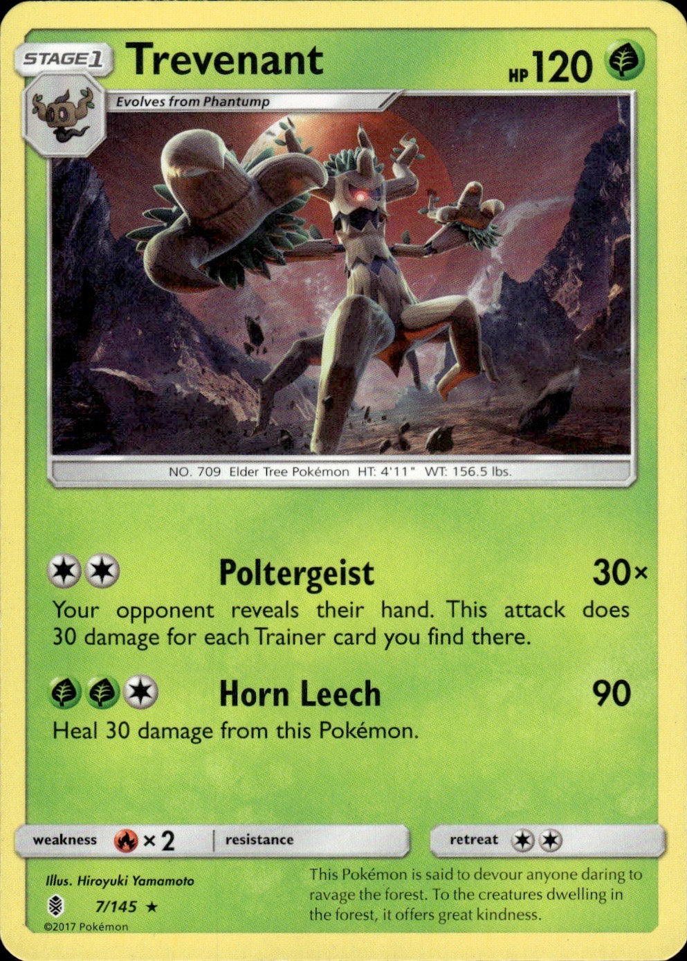 Trevenant 7/145 Rare Guardians Rising Pokemon Lightly Played