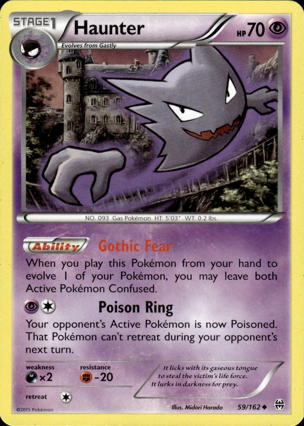 Haunter 59/162 Uncommon BREAKthrough Pokemon Lightly Played