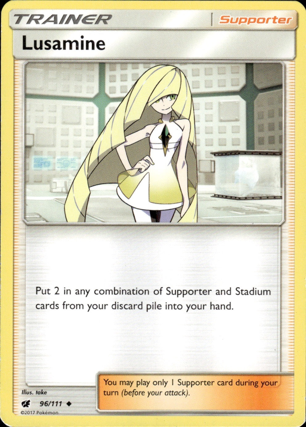 Lusamine 96/111 Uncommon Crimson Invasion Pokemon Lightly Played