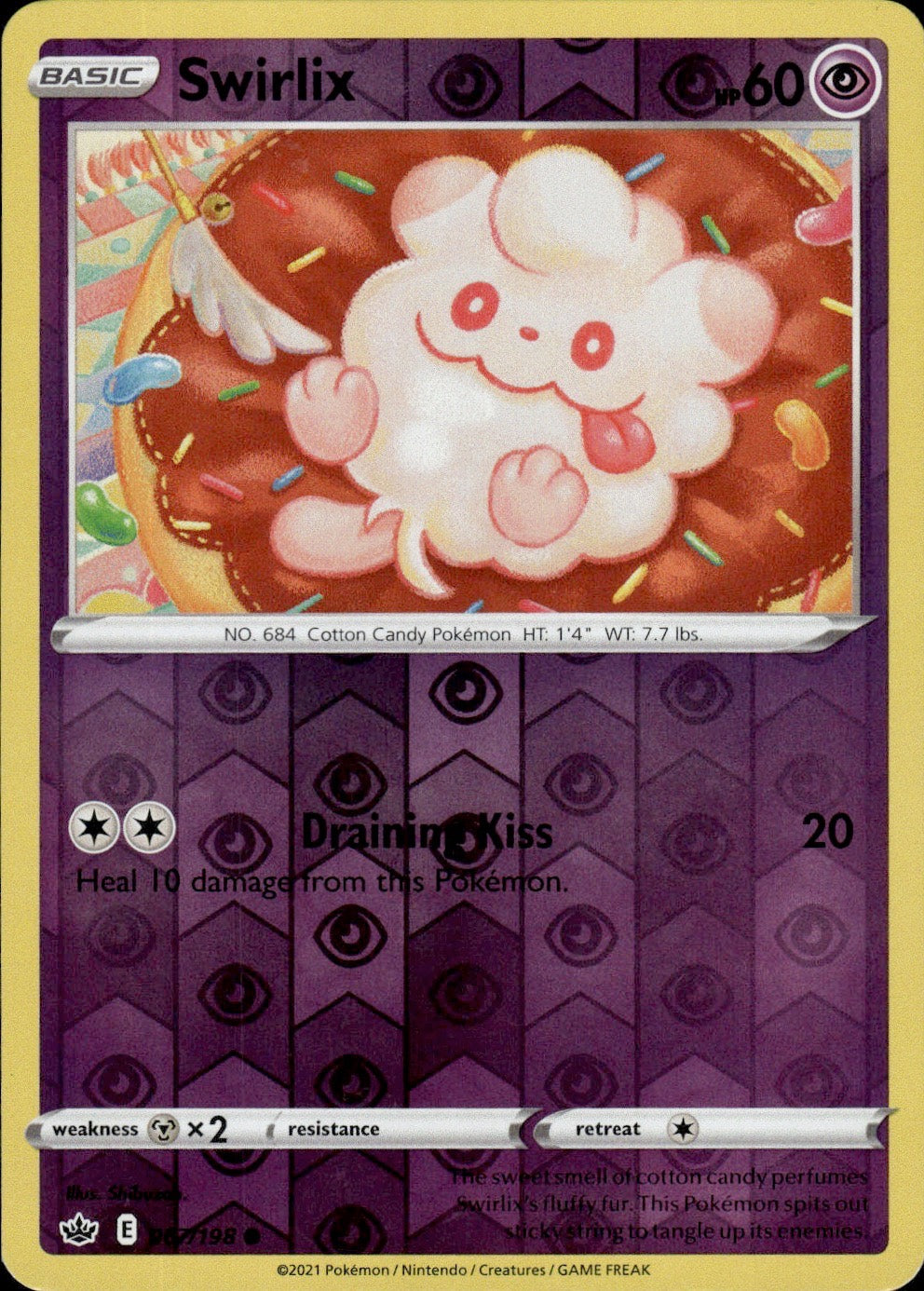 Swirlix 067/198 Common Chilling Reign Pokemon Reverse Holo Lightly Played