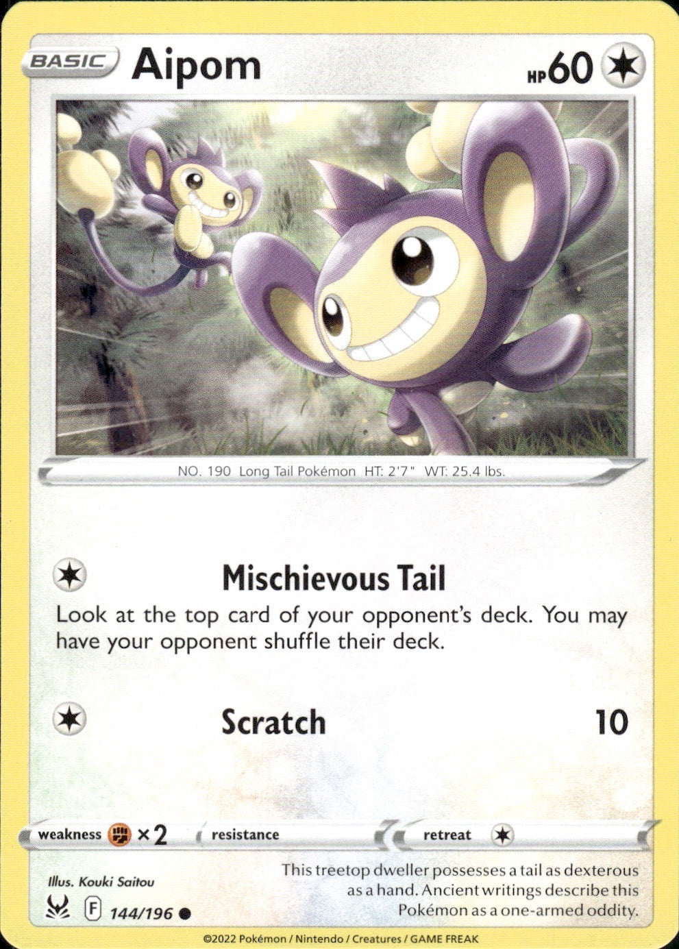 Aipom 144/196 Common Lost Origin Pokemon Lightly Played