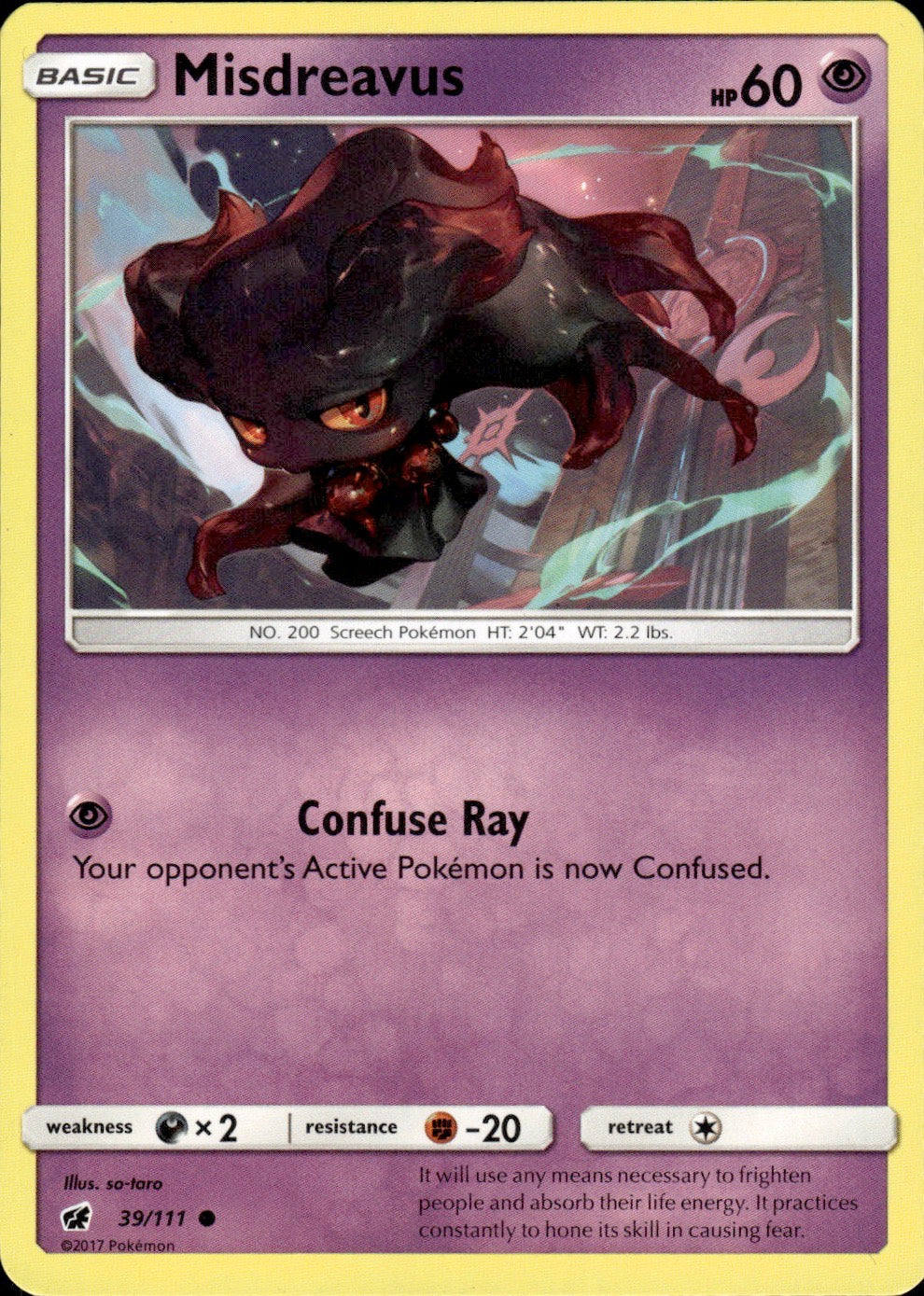 Misdreavus 39/111 Common Crimson Invasion Pokemon Lightly Played
