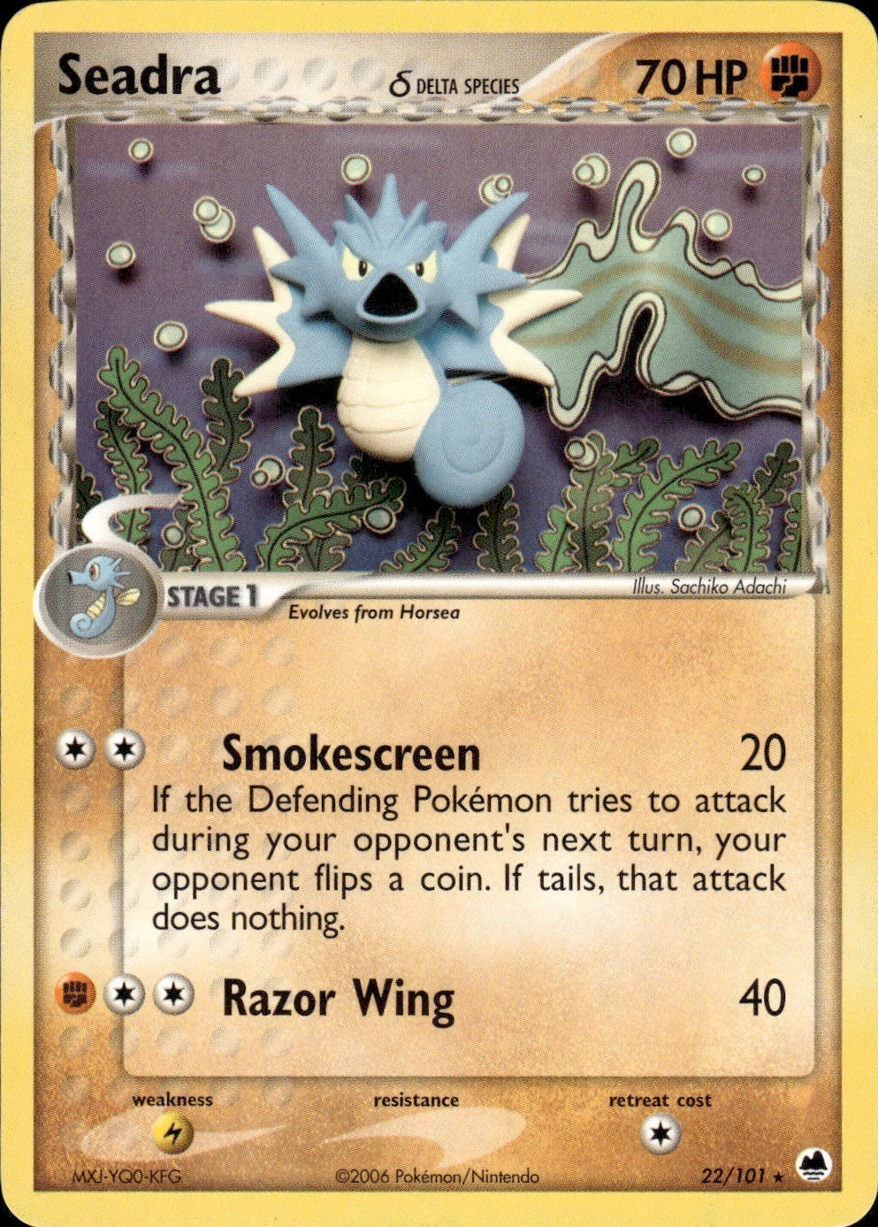 Seadra 22/101 Rare Dragon Frontiers Pokemon Lightly Played