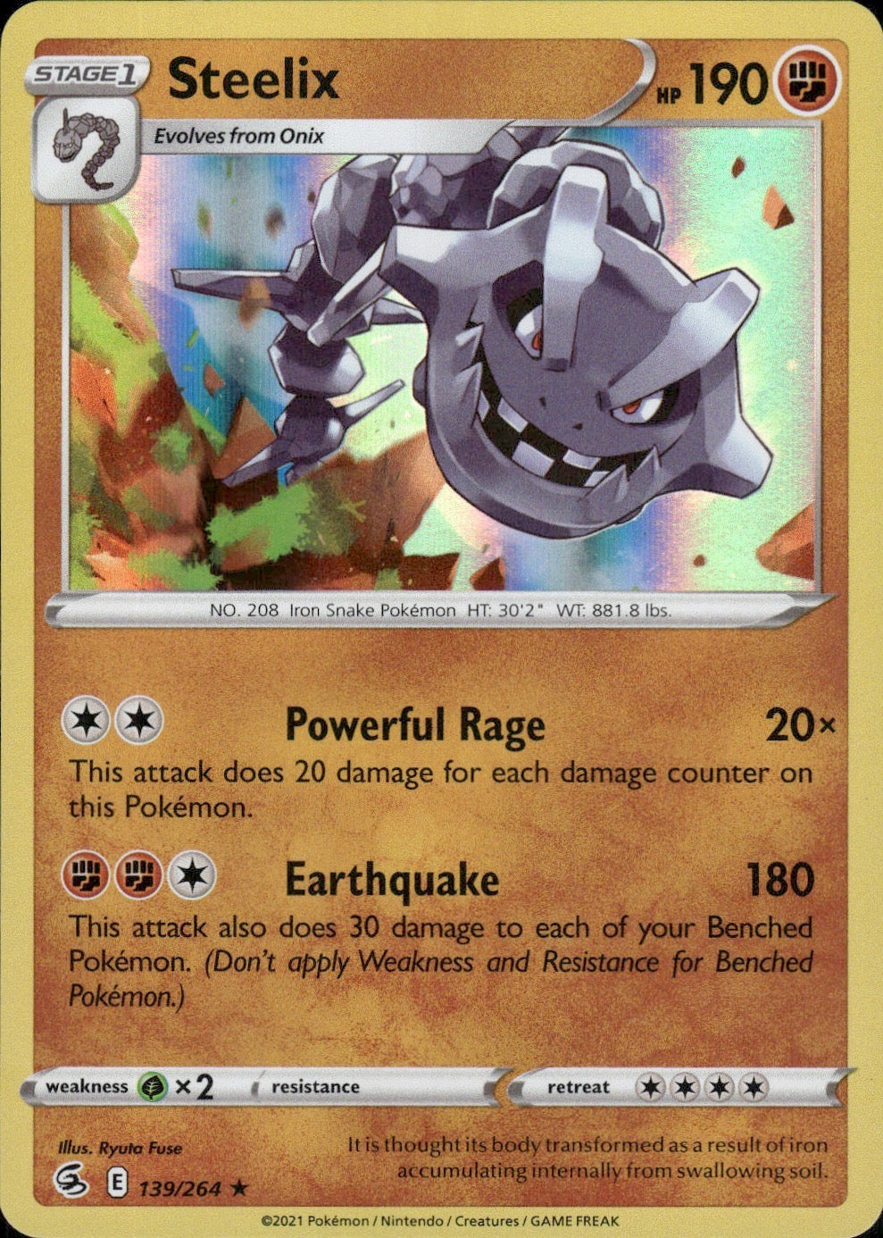 Steelix 139/264 Rare Deck Exclusives Pokemon Lightly Played