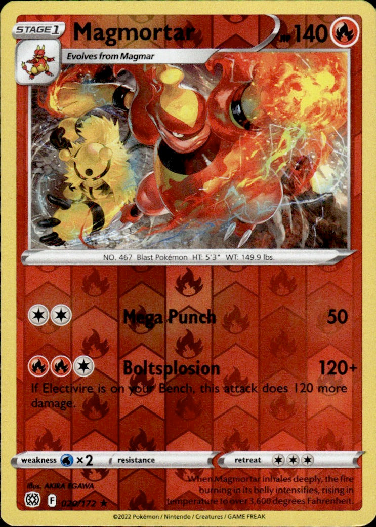 Magmortar 020/172 Rare Brilliant Stars Pokemon Reverse Holo Lightly Played