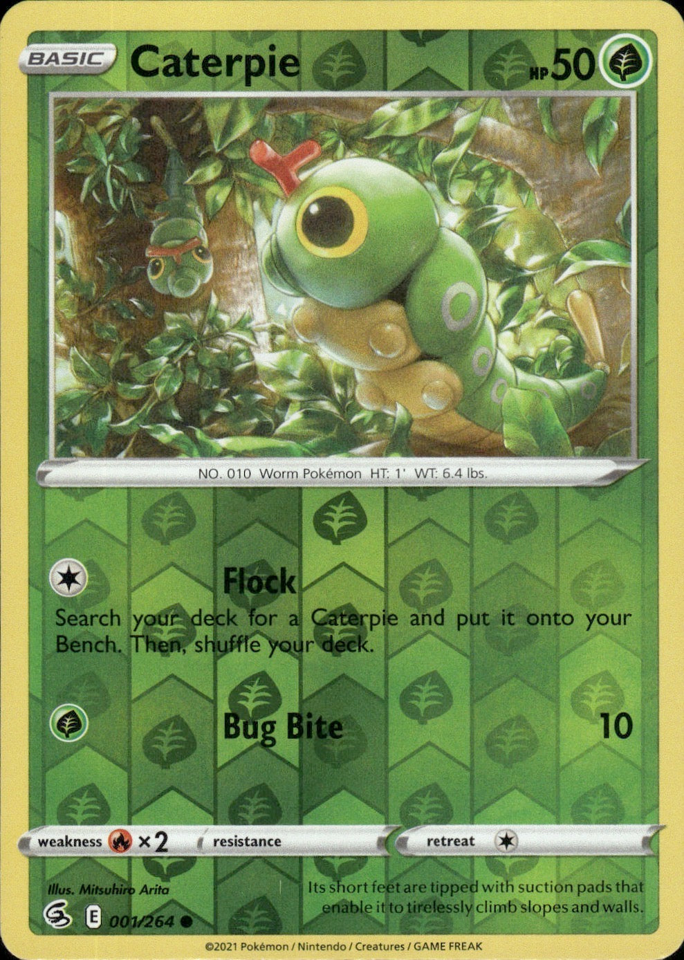 Caterpie 001/264 Common Fusion Strike Pokemon Reverse Holo Lightly Played
