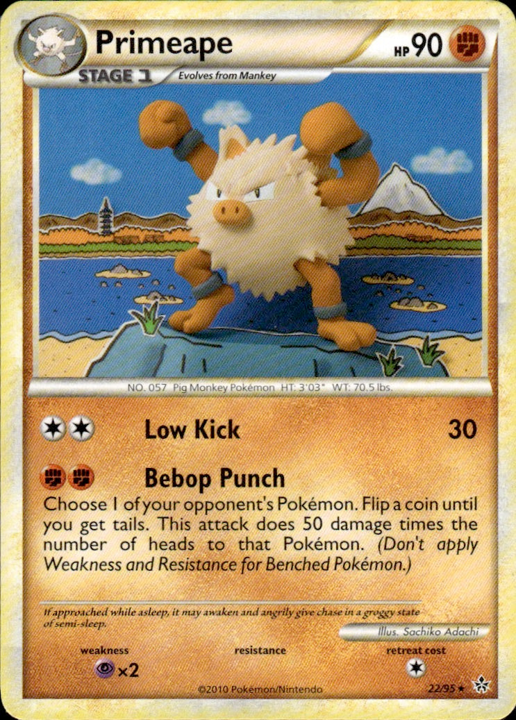 Primeape 22/95 Rare HGSS Unleashed Pokemon Lightly Played
