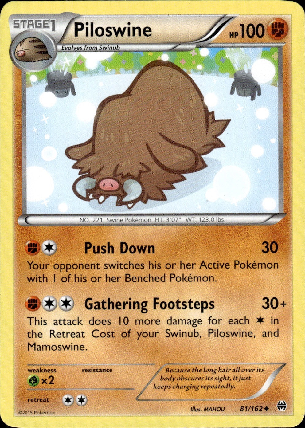 Piloswine 81/162 Uncommon BREAKthrough Pokemon Lightly Played
