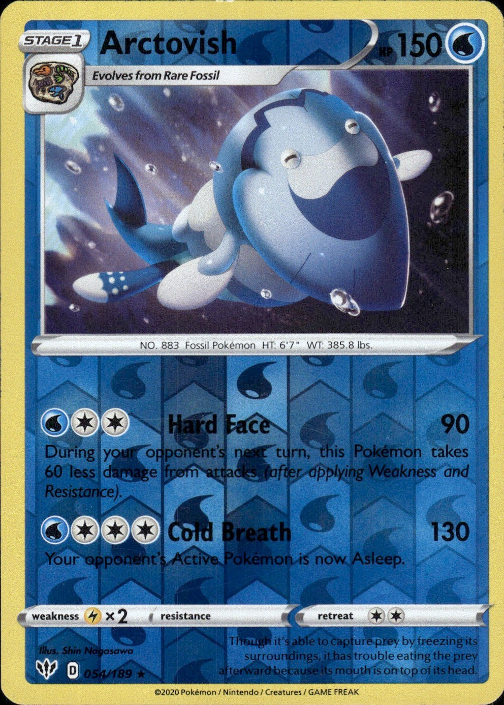 Arctovish 054/189 Rare Darkness Ablaze Pokemon Reverse Holo Lightly Played