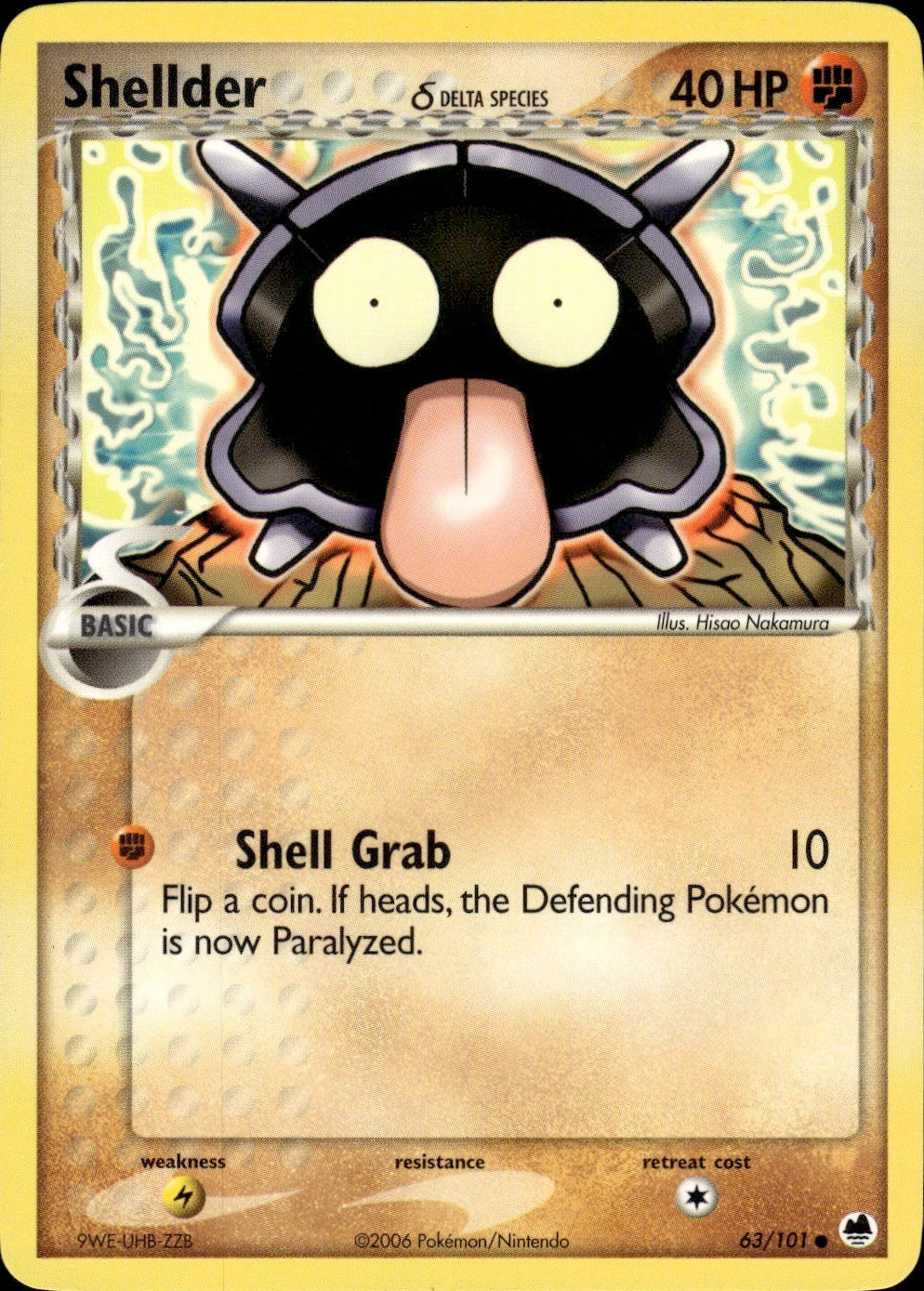 Shellder 63/101 Common Dragon Frontiers Pokemon Lightly Played