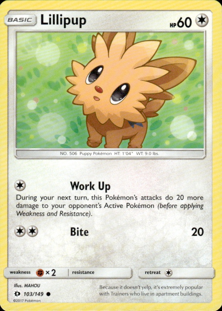 Lillipup 103/149 Common SM Base Set Pokemon Lightly Played