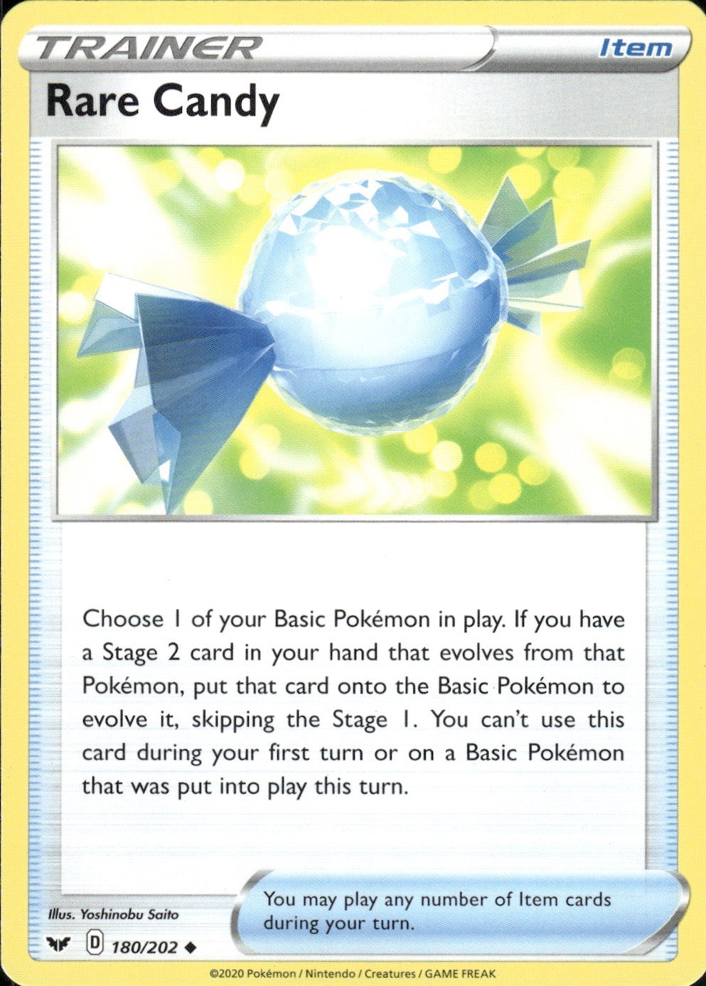 Rare Candy 180/202 Uncommon Sword & Shield Pokemon Lightly Played