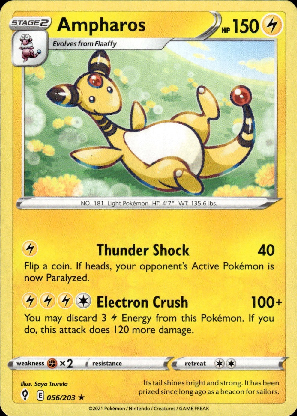 Ampharos 056/203 Rare Evolving Skies Pokemon Lightly Played