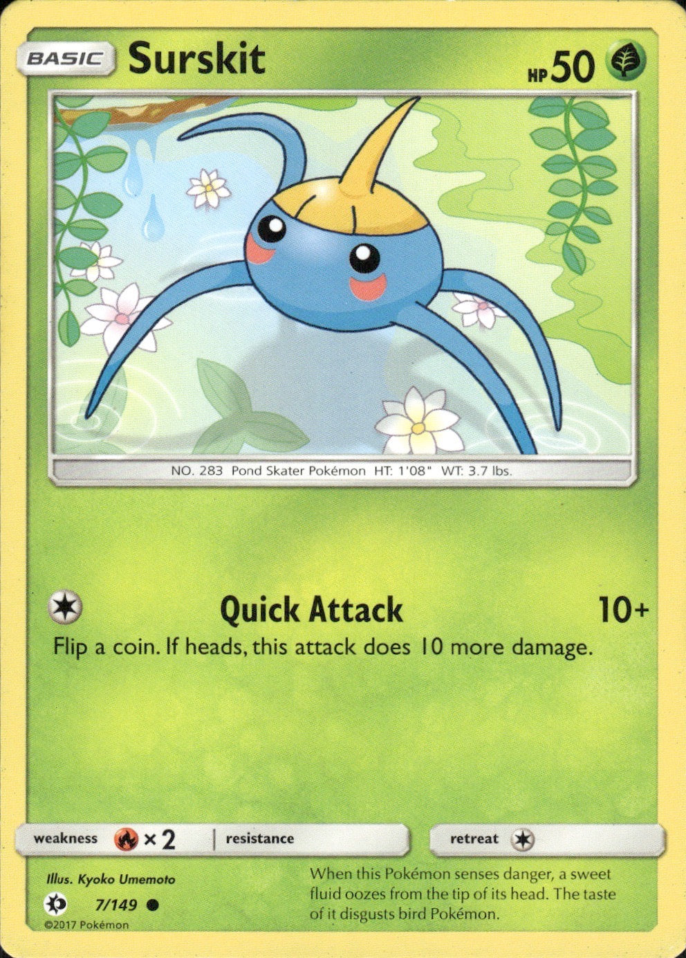 Surskit 7/149 Common SM Base Set Pokemon Lightly Played