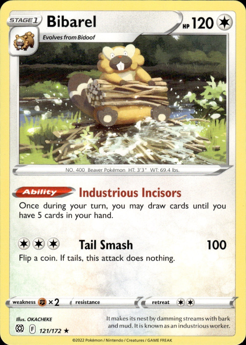 Bibarel 121/172 Rare Prize Pack Series Cards Pokemon Lightly Played