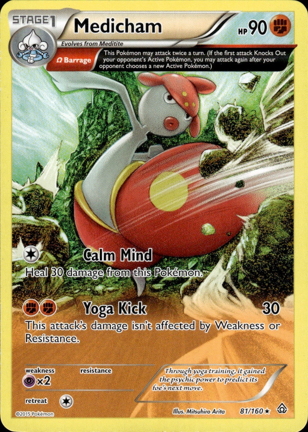 Medicham 81/160 Rare Primal Clash Pokemon Lightly Played