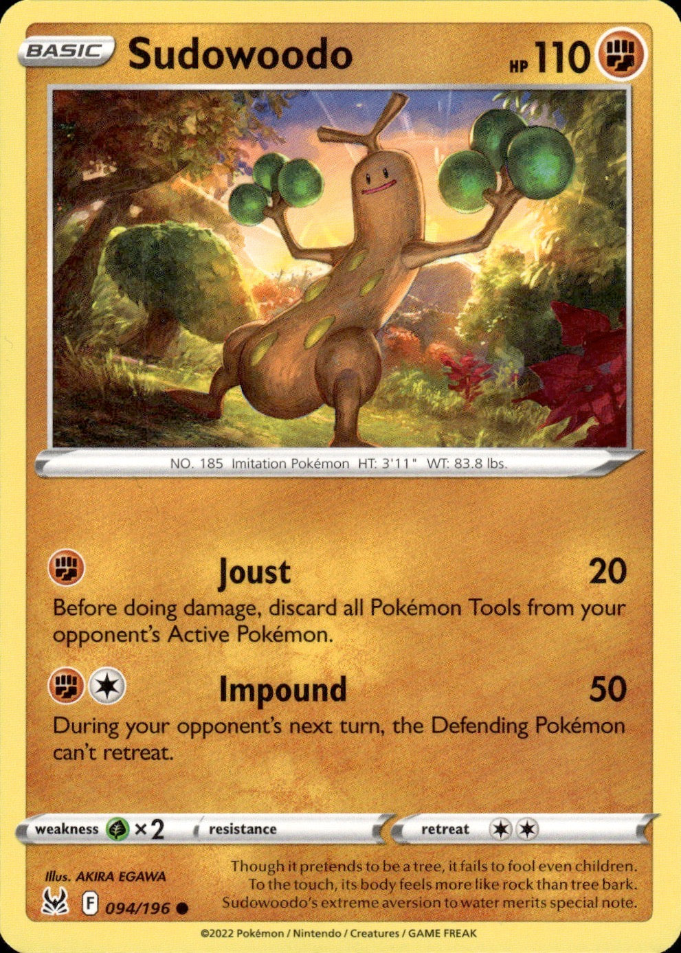 Sudowoodo 094/196 Common Lost Origin Pokemon Lightly Played