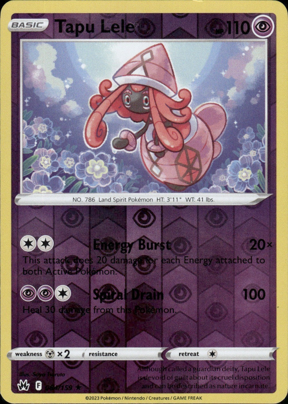 Tapu Lele 064/159 Holo Rare Crown Zenith Pokemon Lightly Played