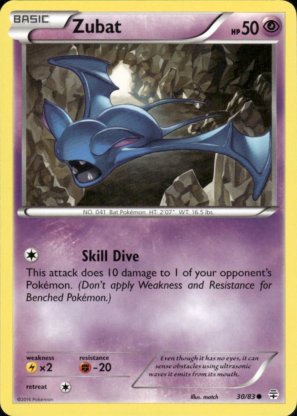 Zubat 30/83 Common Generations Pokemon Lightly Played