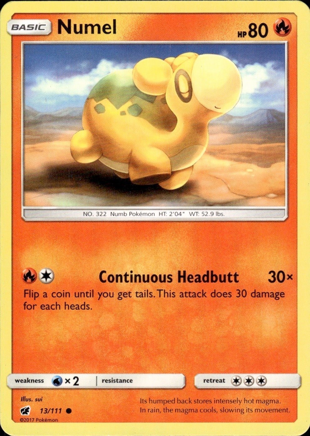 Numel 13/111 Common Crimson Invasion Pokemon Lightly Played