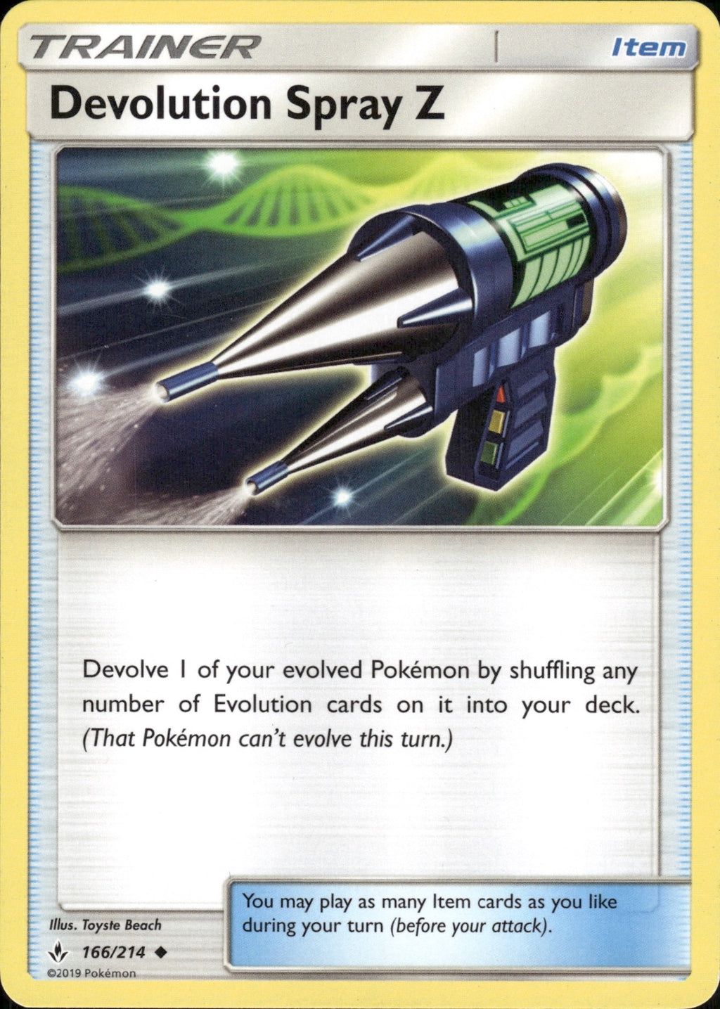 Devolution Spray Z 166/214 Uncommon Unbroken Bonds Pokemon Lightly Played
