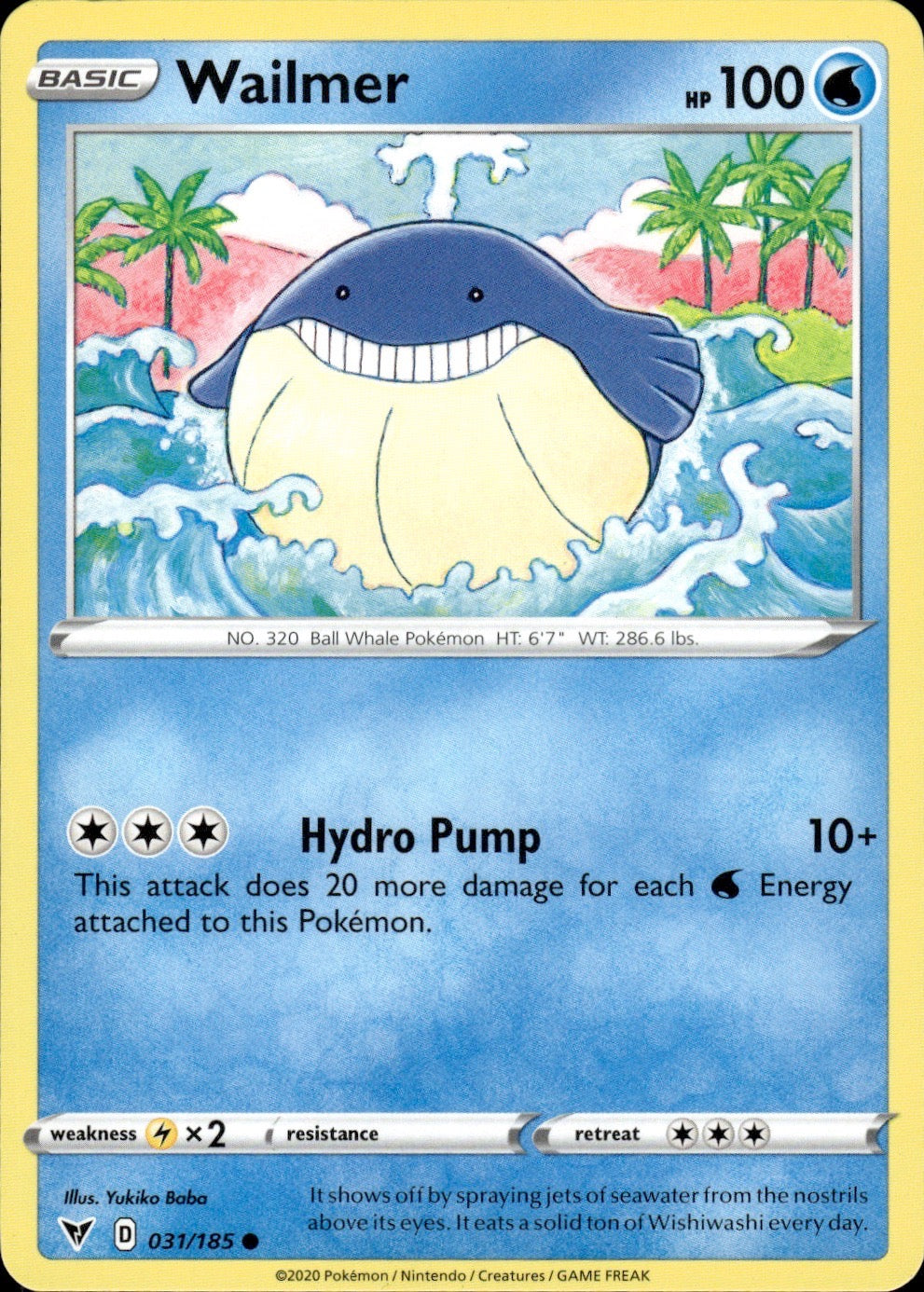 Wailmer 031/185 Common Vivid Voltage Pokemon Lightly Played