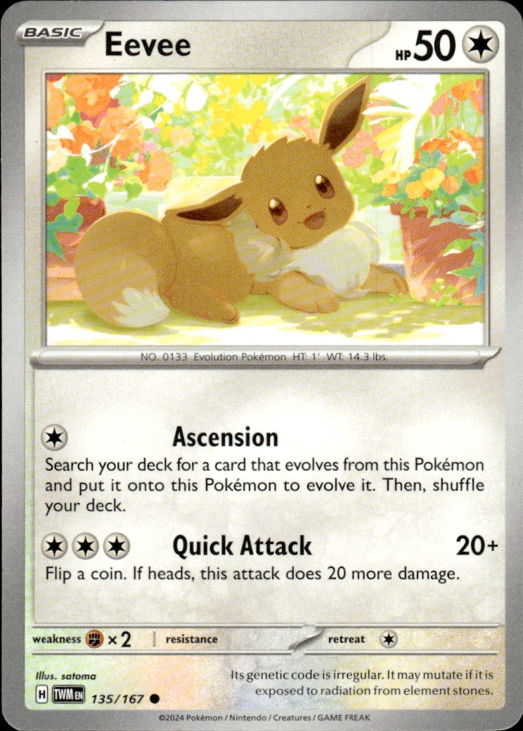 Eevee 135/167 Common Twilight Masquerade Pokemon Lightly Played