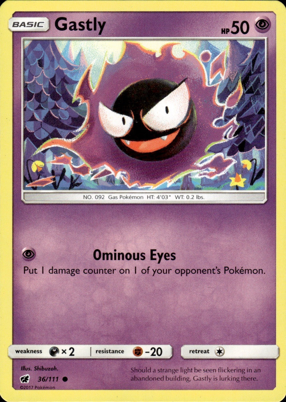 Gastly 36/111 Common Crimson Invasion Pokemon Lightly Played