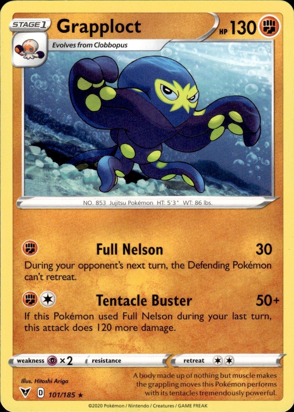 Grapploct 101/185 Rare Vivid Voltage Pokemon Lightly Played