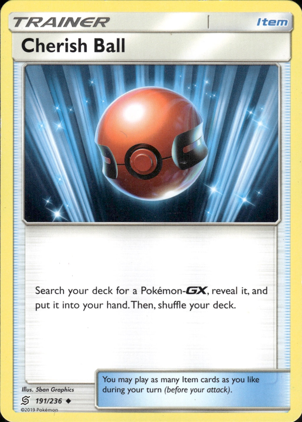 Cherish Ball 191/236 Uncommon Unified Minds Pokemon Lightly Played