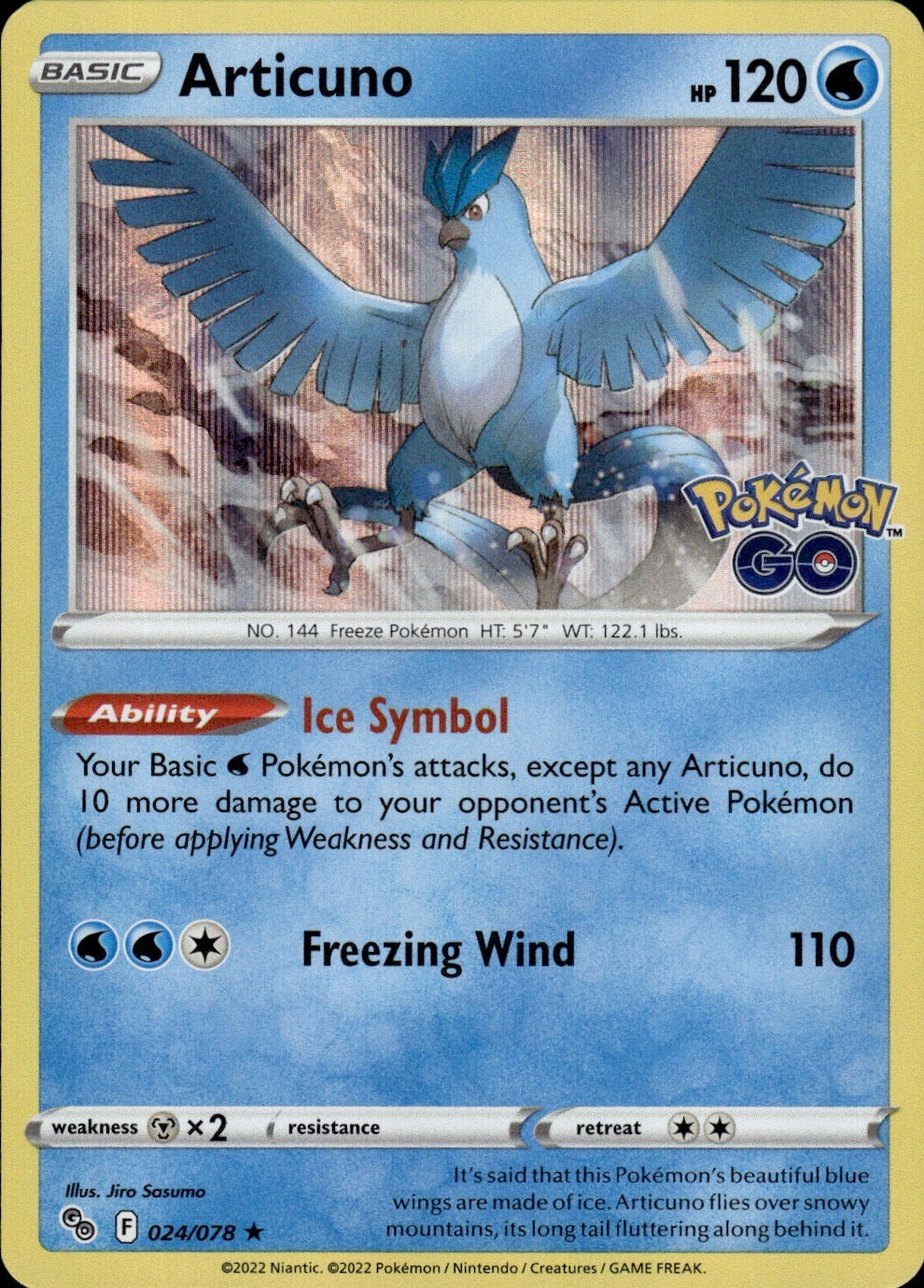 Articuno 024/078 Holo Rare Pokemon GO Pokemon Lightly Played