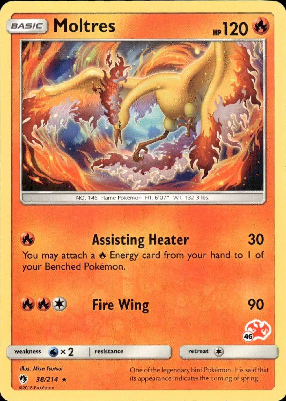 Moltres 38/214 Rare Lost Thunder Pokemon Lightly Played