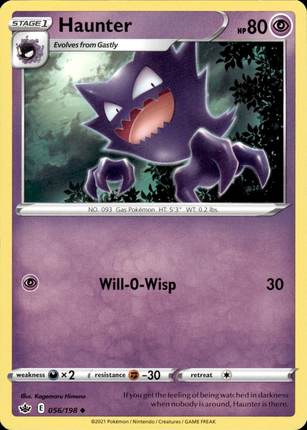 Haunter 056/198 Uncommon Chilling Reign Pokemon Lightly Played