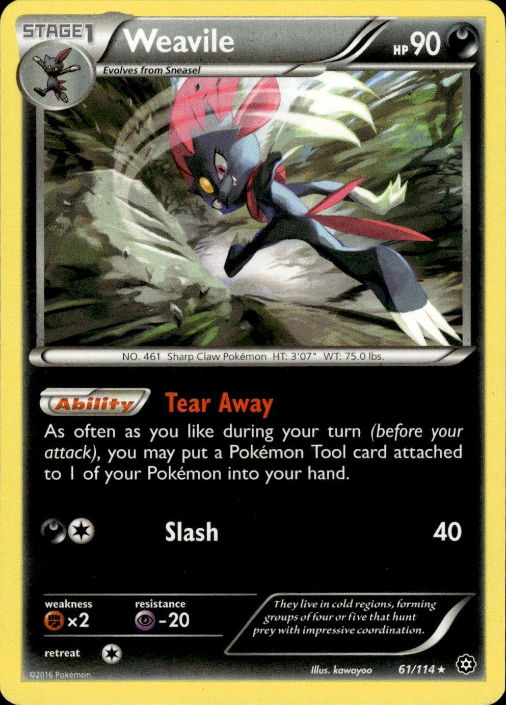 Weavile 61/114 Rare Steam Siege Pokemon Lightly Played