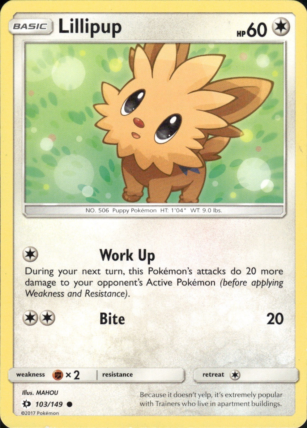 Lillipup 103/149 Common SM Base Set Pokemon Lightly Played