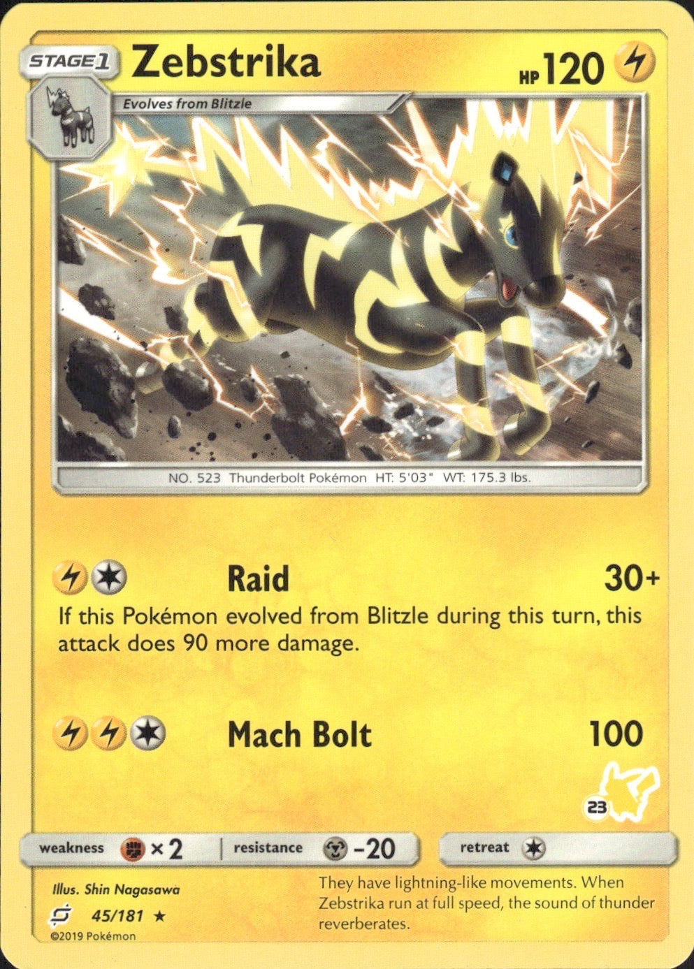 Zebstrika - 45/181 (#23 Pikachu Stamped) 045/181 Promo Battle Academy Pokemon LP