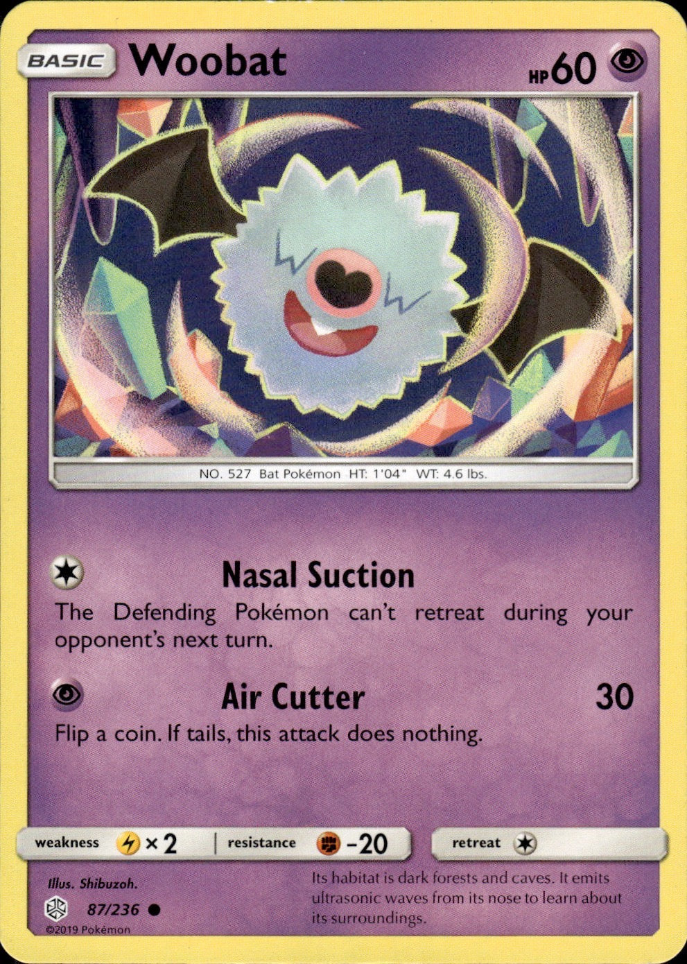Woobat 87/236 Common Cosmic Eclipse Pokemon Lightly Played
