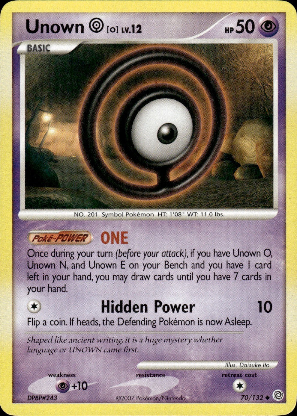Unown [O] 70/132 Uncommon Secret Wonders Pokemon Lightly Played