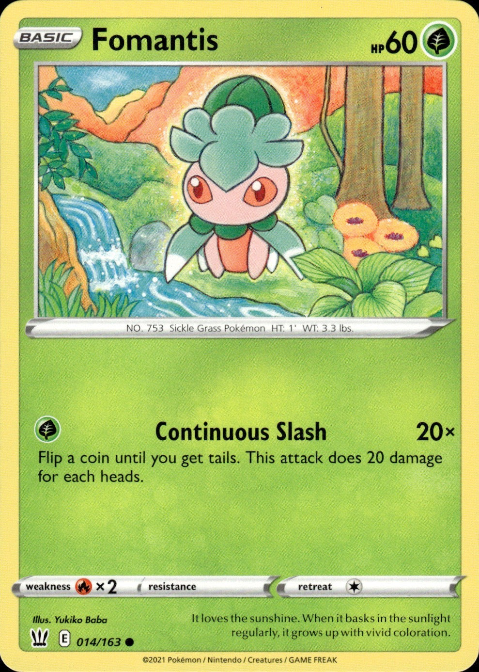 Fomantis 014/163 Common Battle Styles Pokemon Lightly Played